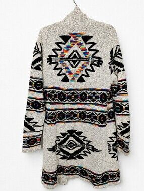 Northern Angel Aztec Southwestern Boho Open Front Duster Cardigan Small